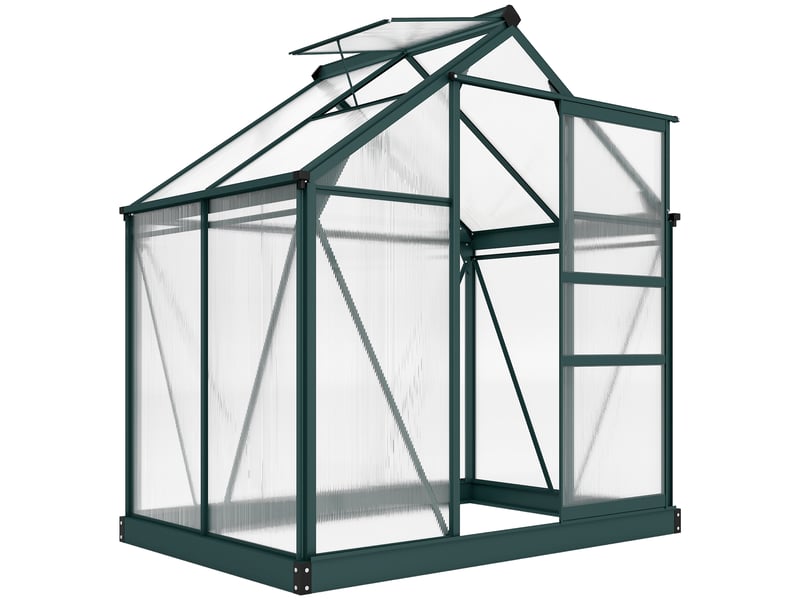  Serre de jardin en polycarbonate résistant aux uv avec fenêtre et porte coulissante, 190 x 132 x 201 cm  - Conforama A