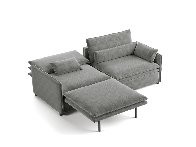  Canapé-lit 3 places 206 x 91 x 86 cm – gris clair – convertible 3-en-1, dossier réglable et rangement intégré  - Conforama A