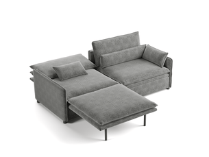 Canapé droit convertible VIVRYN 3 places Tissu gris avec coffre de rangement