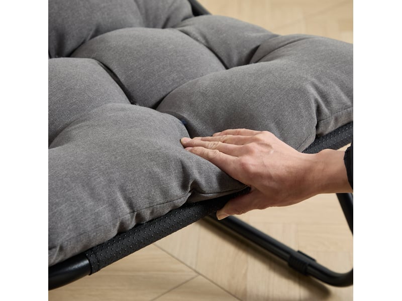 Chaise longue d'extérieur avec repose-pieds 65x78x86 cm style moderne métal gris et noir - Conforama D