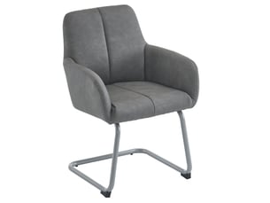 Lot de 4 chaises salle à manger, gris, dossier élevé confortable, pieds métal solides, avec accoudoirs