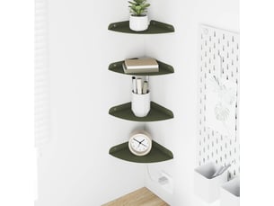 Lot de 4 étagères flottantes d'angle, étagères murales vert olive 18 x 18 x 2 cm cf41680