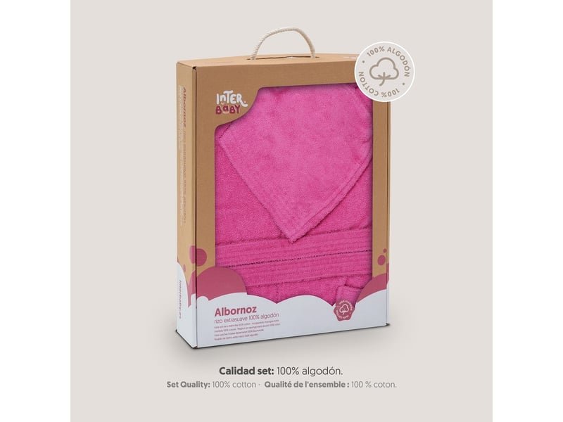  Peignoir de bain enfant interbaby taille 10-12 ans - fuchsia - coton éponge, boîte cadeau 00516-T10-12-28 - Conforama B