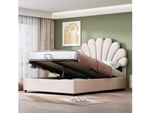 Lit coffre 140x200 cm <strong>MAISENTIEL</strong>  <strong></strong> coloris beige