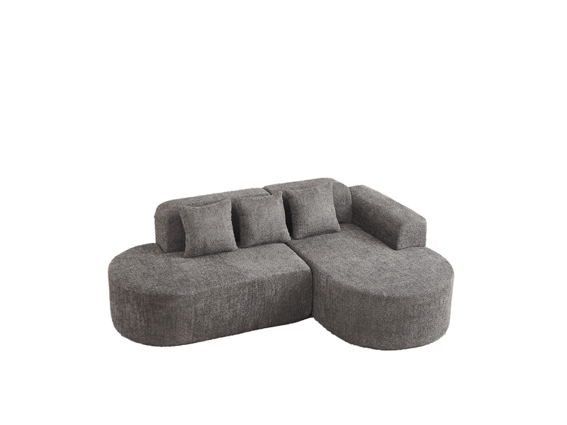  Canapé d’angle droit 3 places en chenille gris anthracite, 222 x 157 x 73 cm Fay Lum - Conforama A