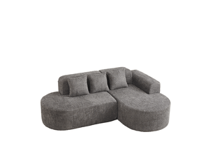 Canapé d’angle droit 3 places en chenille gris anthracite, 222 x 157 x 73 cm