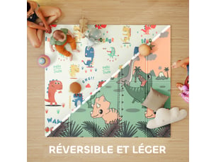 Tapis de jeu pour enfant bebe, tapis d'éveil bébé pliable épais réversible en mousse, multicolore, 196 x 176 x 1,5 cm