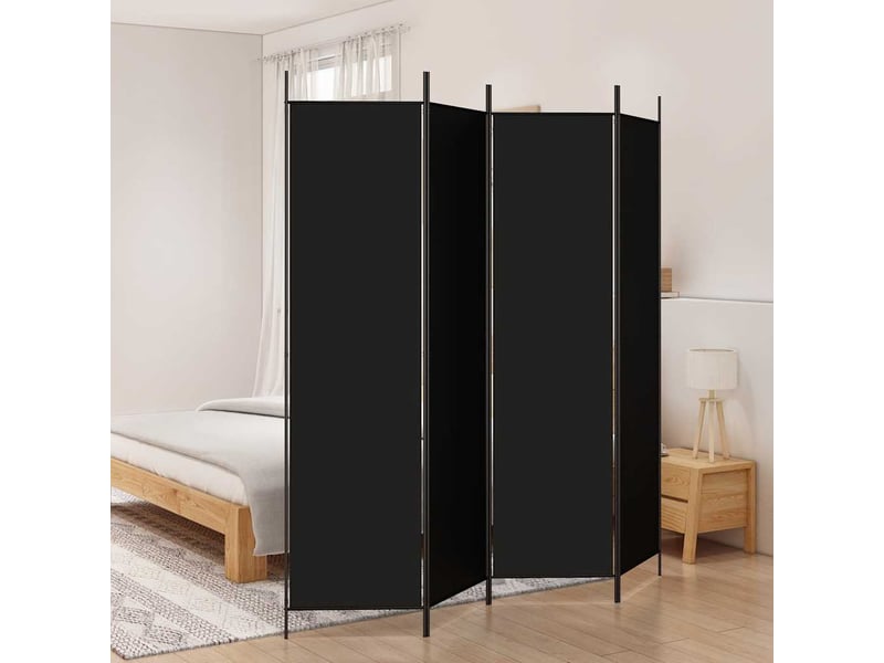  Paravent | cloison de séparation 4 panneaux noir 200x200 cm tissu  - Conforama B