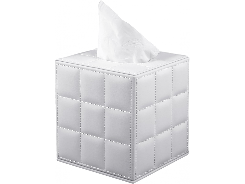  Étui carré en cuir pour boîte à mouchoirs - avec fond magnétique, pour la maison et le bureau - 1 pièce, 16×14×14cm (grille blanche)  - Conforama A