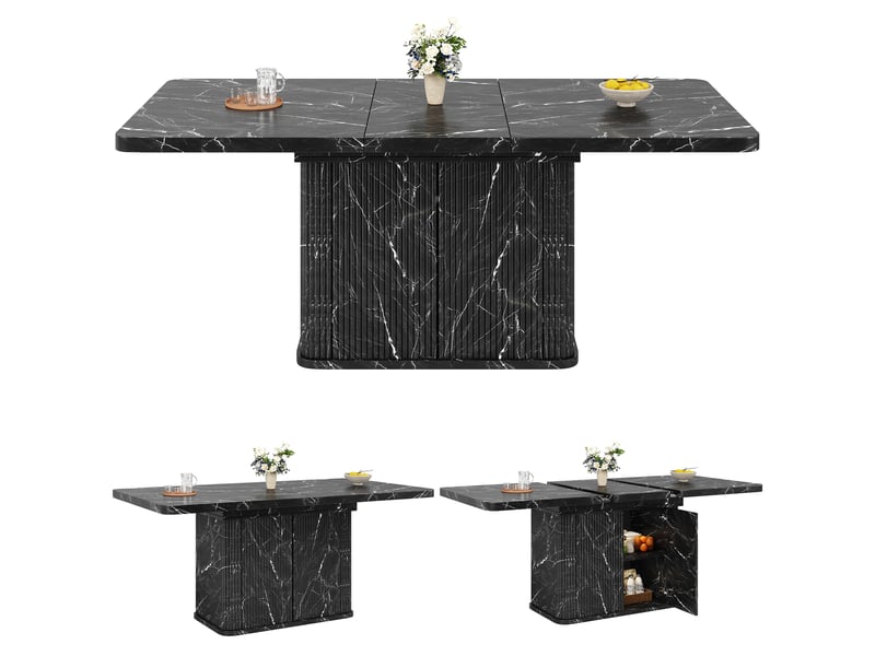  Table extensible effet marbre noir avec rangement, 140 à 180 cm Fay Lum - Conforama A