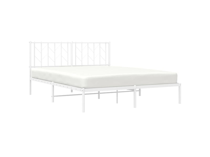  Lit double- lit adulte -  cadre de lit métal sans matelas et tête de lit blanc 150x200 cm  - Conforama D