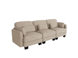 Canapé droit compressé fixe MAISENTIEL  3 places Tissu café clair