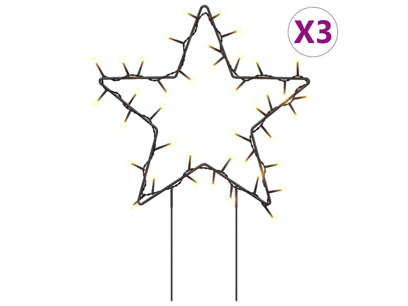  Décoration lumineuse étoile de noël piquets 3 pcs 50 led 29 cm  - Conforama A