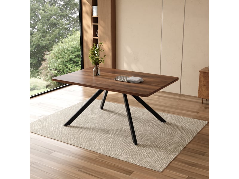  Table à manger extensible 160200240 x 90 x 74,5 cm, 6 à 10 personnes, mdf effet noyer et pieds métal Fay Lum - Conforama D