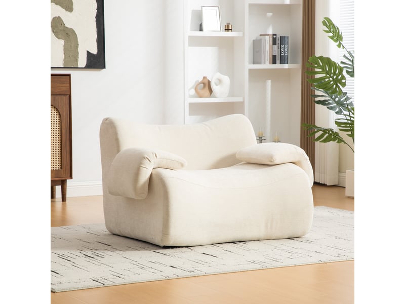Canapé modulable chenille beige 120x92cm, canapé compressé sans outil, revêtement tissu durable pour salon moderne - Conforama B