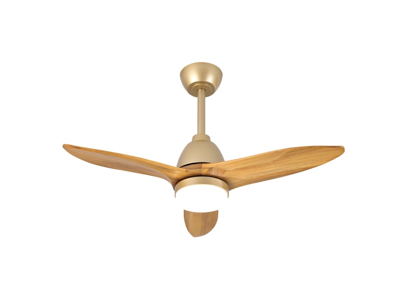  Ventilateur de plafond 36 pouces avec led dimmable, 3 pales en bois , chêne doré  - Conforama A