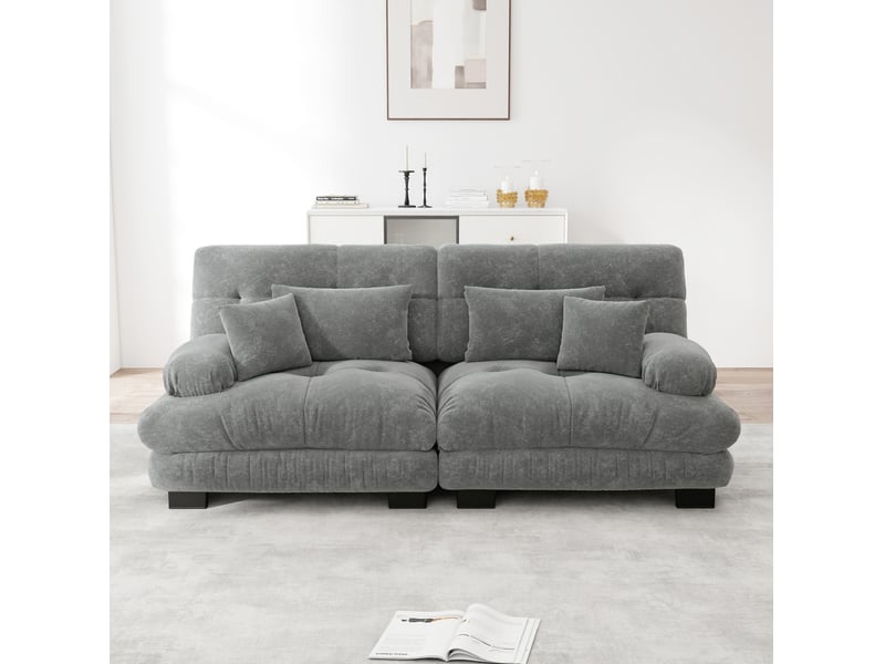  Canapé 2 places modenvie cloud en chenille gris 220 x 77 x 81 cm  - Conforama B