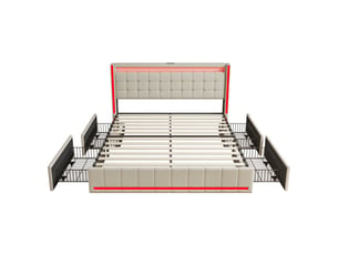 Lit avec rangement 180x200 cm Lonelyo   coloris beige