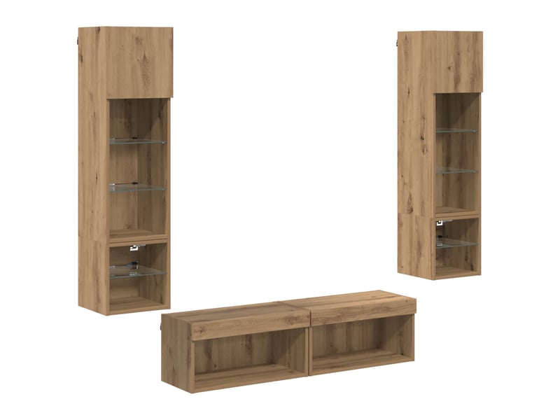  Unité murale de tv 6 pcs chêne artisanal bois d'ingénierie shl46318  - Conforama A
