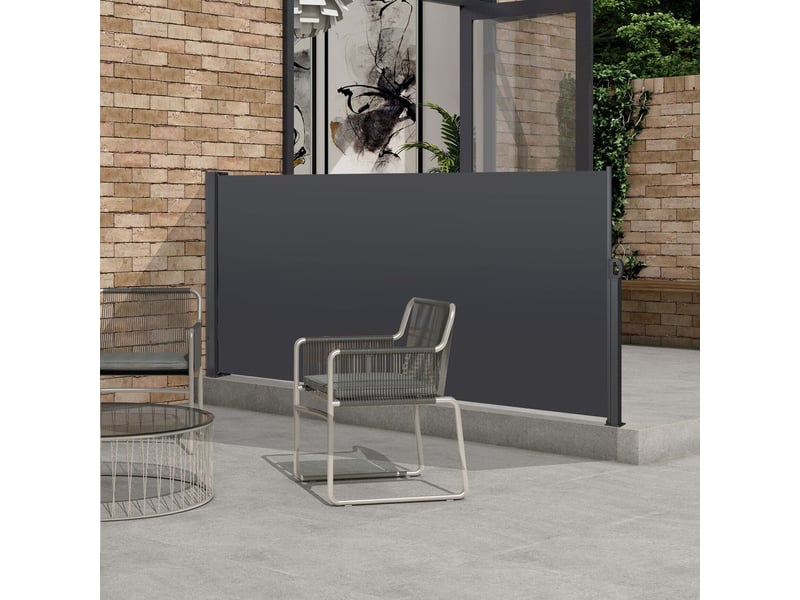 Parasol 160 x 300 cm toile latérale extensible protection visuelle protection contre le vent imperméable protection solaire gris - Conforama B