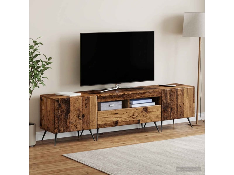  Meuble tv - banc tv - meuble de rangement led breda 3 pcs bois ancien bois d'ingénierie  - Conforama B