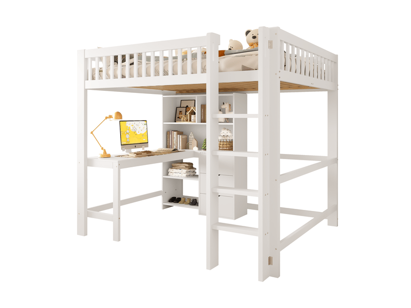  Lit mezzanine 140x200 cm coloris blanc pin lit enfant blanc - Conforama A