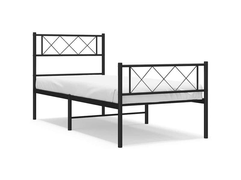  Lit simple- lit adulte -  cadre de lit métal sans matelas et pied de lit noir 100x200 cm  - Conforama A