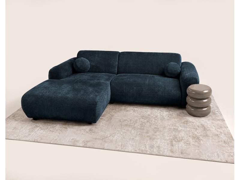  Louise - canapé d'angle gauche 4 places en velours texturé - best mobilier - bleu LOUISE - Conforama D