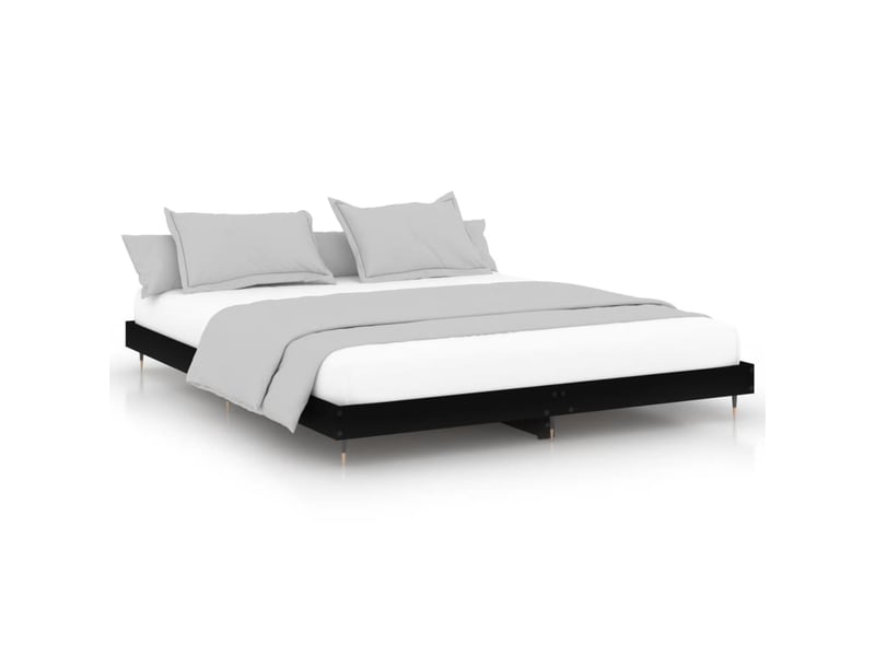  Lit double- lit adulte -  cadre de lit sans matelas noir 200x200 cm bois d'ingénierie  - Conforama A