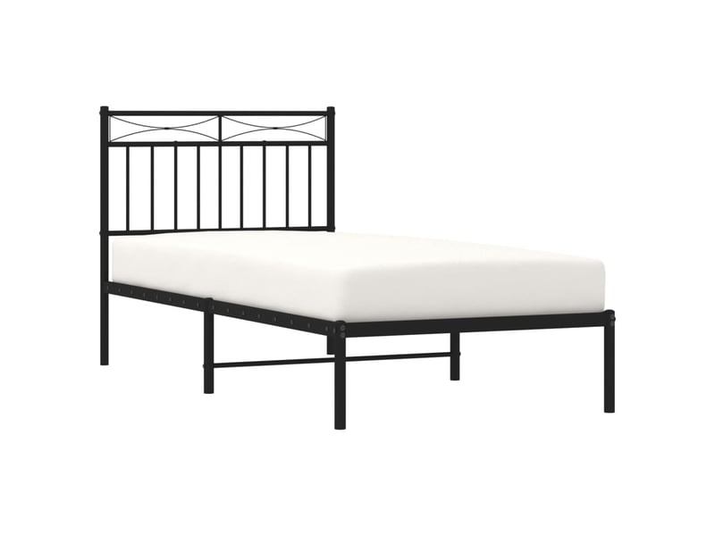  Lit simple- lit adulte -  cadre de lit métal sans matelas avec tête de lit noir 90x190 cm  - Conforama B