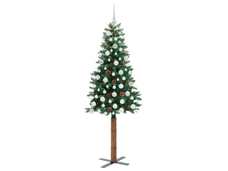 Sapin de noël, arbre de noël mince vert 180 cm pvc et bois de pin massif shl7237 - Conforama D