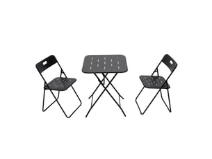 Salon de jardin bistrot pliant 3 pièces 60x60x73 cm – noir – acier e-coating, table et 2 chaises pour 2