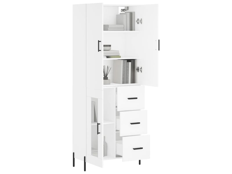  Buffet haut - bahut - meuble de rangement blanc 69,5x34x180 cm bois d'ingénierie  - Conforama C