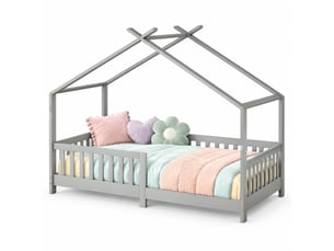 Lit cabane 90x200 cm ULQENI   coloris gris