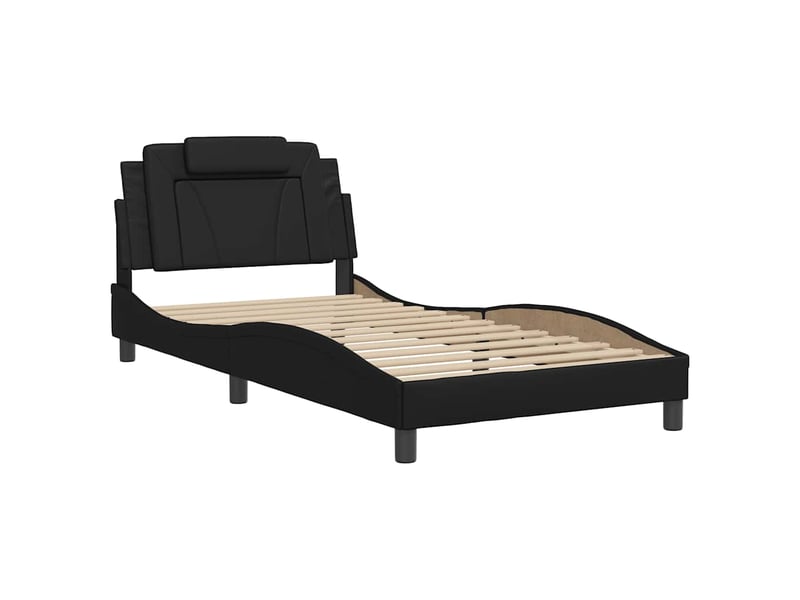 Lit simple- lit adulte - cadre de lit viana sans matelas noir 100x200 cm similicuir - Conforama B