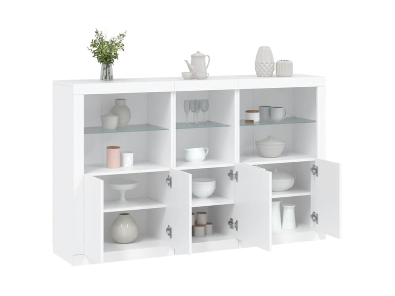  Buffet - bahut - meuble de rangement avec lumières led blanc 162x37x100 cm  - Conforama B