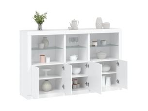 Buffet - bahut - meuble de rangement avec lumières led blanc 162x37x100 cm