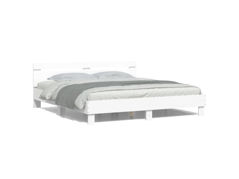  Lit double- lit adulte -  cadre de lit avec led sans matelas blanc 200x200 cm  - Conforama D