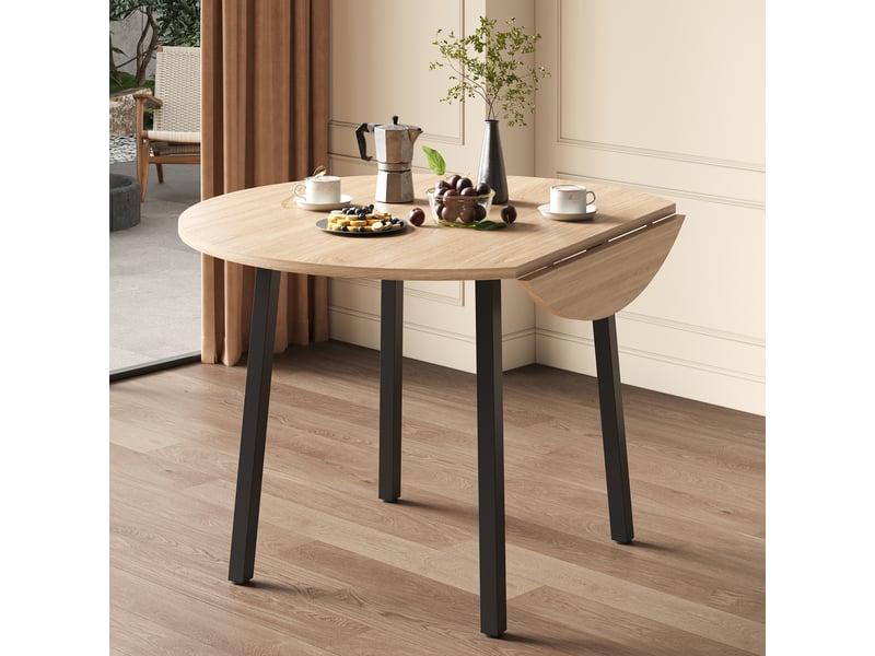  Table de salle à manger pliable ronde pour 2 à 4 personnes en mdf chêne  - Conforama B
