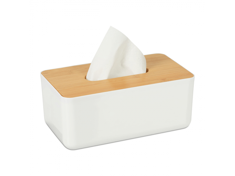  Boîte à mouchoirs, distributeur lingettes salle de bains, plastique, bambou, hlp 10 x 23 x 13 cm, nature, blancmarron, taille unique  - Conforama A