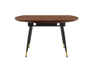 Table à rallonges, extensible, plateau en mdf rehaussé de touches dorées, couleur noyer