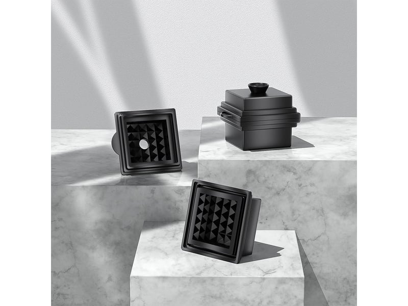 Lot de 2 grands bacs à glaçons carrés en silicone avec couvercle entonnoir - 7 cm - démoulage facile - en forme de losange à fusion lente - Conforama C
