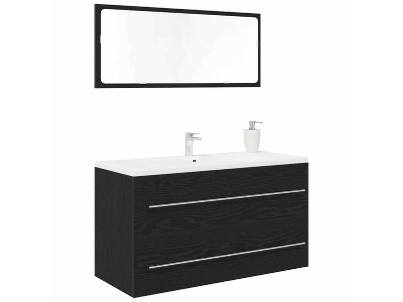  Cabinet de lavabo，meubles de salle de bains sans lavabo  chêne noir 90 x 45 x 1.5 cm bois d'ingénierie cf64784  - Conforama C