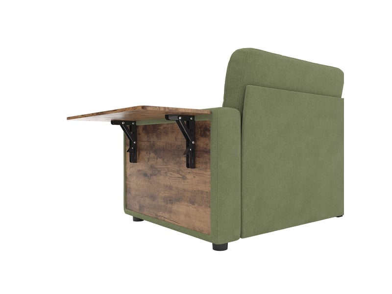  Canapé 2 places 178x71x57,5 cm vert chenille, 2 tiroirs, tablettes réglables et porte-gobelets  - Conforama E