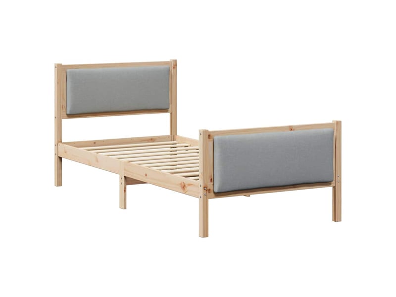  Lit simple- lit adulte -  cadre de lit avec tête de lit gris clair 100 x 200 cm tissu  - Conforama A