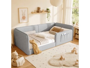 Lit simple 90x200 cm <strong>MODENVIE</strong>  <strong></strong> coloris gris