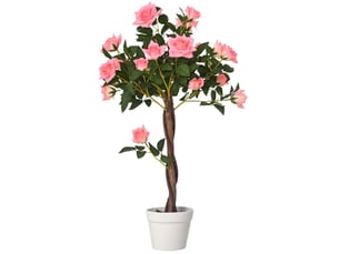 Plante artificielle de roses en pot 18x18x90 cm rose