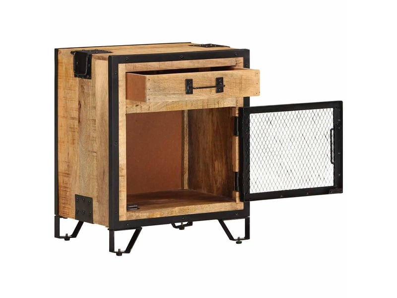  Table de chevet - cabinet de chevet - table de nuit 43x30x51 cm bois de manguier massif brut  - Conforama A