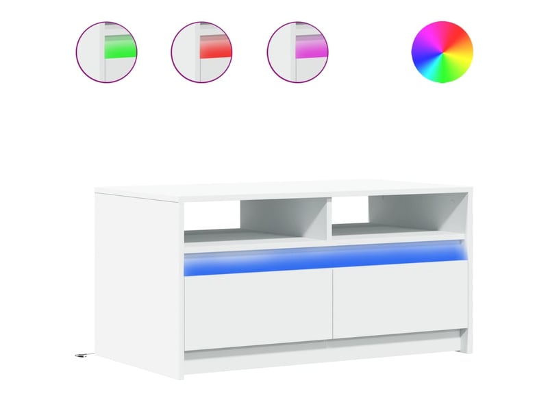  Table basse - table de salon - table à thé avec lumières led blanc bois d'ingénierie  - Conforama A