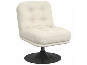 Fauteuil pivotant alfred en velours côtelé beige pied tulipe métal noir